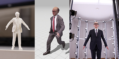 廣瀬氏の研究室にある3Dスキャナーで制作したアバター。まさにご本人そのものの姿を再現できる